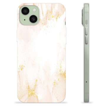 Coque iPhone 15 Plus en TPU - Marbre Perle Dorée