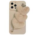 Coque iPhone 15 Pro avec bracelet en forme de coeur - Beige