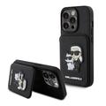 Coque iPhone 15 Pro Karl Lagerfeld Saffiano Card Slot Stand Karl & Choupette - Noir