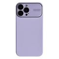 Coque iPhone 15 Pro en Silicone Liquide avec Protection en Verre - Violete