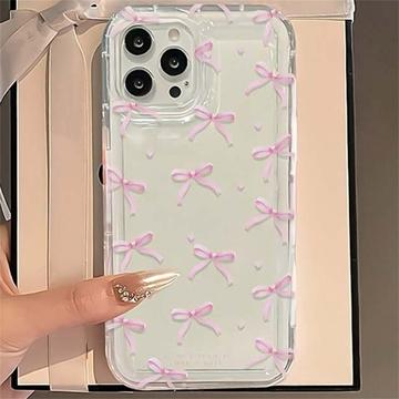 Coque iPhone 15 Pro Max en TPU avec nœud papillon - Rose / Claire