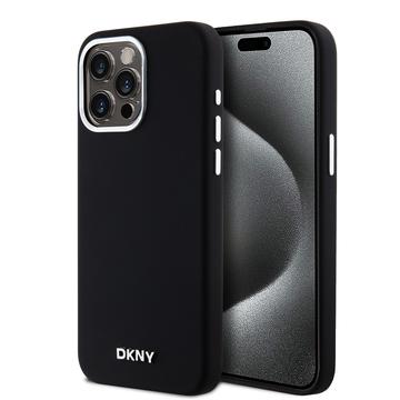 Coque iPhone 15 Pro Max DKNY Liquid Silicone Metal Logo - Compatible Magsafe - Noir