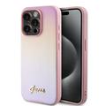 Coque hybride iPhone 15 Pro Max Guess Iridescent Metal Script - Rose