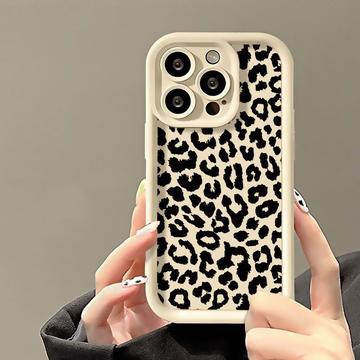 Coque iPhone 15 Pro Max en TPU à imprimé léopard - Blanche