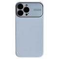 Coque iPhone 15 Pro Max en Silicone Liquide avec Protection en Verre - Azur Clair