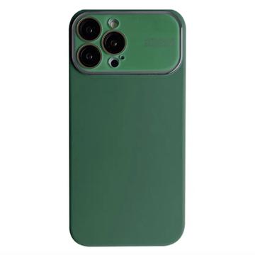 Coque iPhone 15 Pro Max en Silicone Liquide avec Protection en Verre - Verte