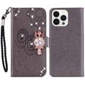 Etui iPhone 15 Pro Max Owl Rhinestone - Gris