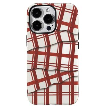 Coque hybride iPhone 15 Pro Max 2-en-1 détachable à rayures - Rouge / Blanche