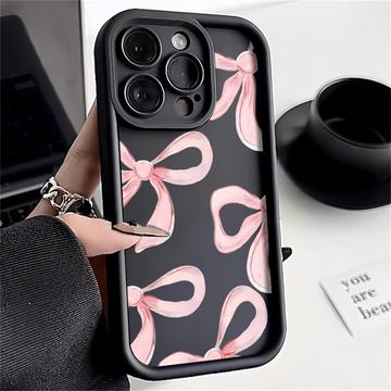  Coque TPU antichoc élégante iPhone 15 Pro Max avec bords relevés - Noire / Gros nœud