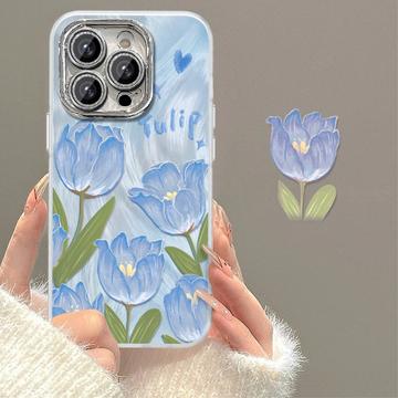 Coque iPhone 15 Pro Max en TPU Tulip Motif - Bleue