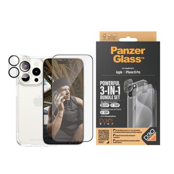 Pack de Protection iPhone 15 Pro PanzerGlass 3-en-1 - Transparent