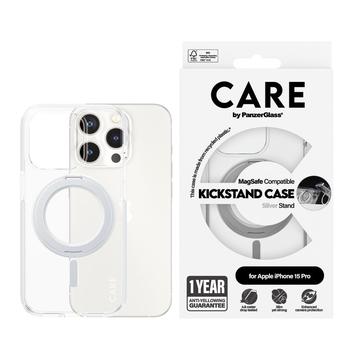 Coque iPhone 15 Pro PanzerGlass Care Kickstand - Compatible MagSafe - Argente