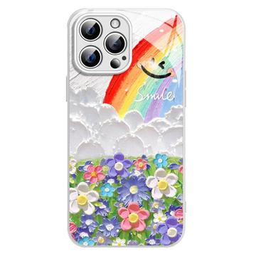 Coque hybride iPhone 15 Pro Sourire et arc-en-ciel - Blanche