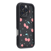 Coque TPU antichoc élégante iPhone 15 Pro avec bords surélevés - noire / Cerises