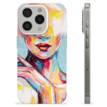 Coque iPhone 15 Pro en TPU - Portrait Abstrait