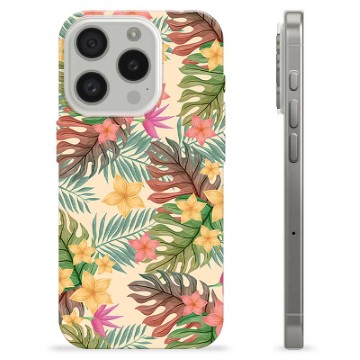 Coque iPhone 15 Pro en TPU - Fleurs Roses