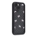 Coque TPU antichoc iPhone 15 avec bords surélevés - Noire / Noeud à pois