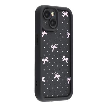 Coque TPU antichoc iPhone 15 avec bords surélevés - Noire / Noeud à pois