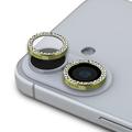 Protection de l'objectif de l'appareil photo de l'iPhone 16/16 Plus Guess Fixed Glitter - Or