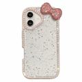 Coque époxy iPhone 16 avec nœud et strass - Rose