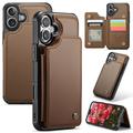 Étui Caseme C22 iPhone 16 avec portefeuille de cartes protégé par RFID - Marron