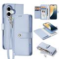 Étui portefeuille en cuir iPhone 16 avec couverture magnétique Dux Ducis Lawa - Bleu ciel