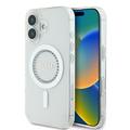 Coque iPhone 16 Guess IML Rhinestones Ring - Compatible MagSafe - Blanche