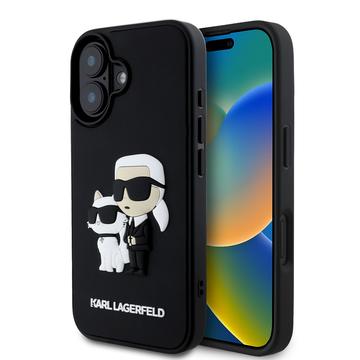 Coque iPhone 16 Karl Lagerfeld 3D Rubber Karl & Choupette NFT - Noire