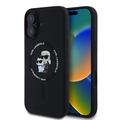 Coque iPhone 16 en silicone liquide MagSafe Karl Lagerfeld Karl and Choupette - Noire