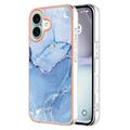 Coque iPhone 16 en TPU Marble Pattern Galvanisé IMD - Bleue