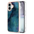 Coque iPhone 16 en TPU Marble Pattern Galvanisé IMD - Verte