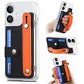 Coque plastique CY1 pour iPhone 16 - Emplacement pour carte, bracelet, béquille - Noire