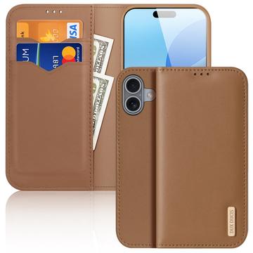 Etui Portefeuille iPhone 16 Plus en Cuir Dux Ducis Hivo - Marron