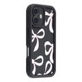  Coque TPU antichoc élégante iPhone 16 Plus avec bords relevés - Noire / Gros nœud