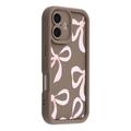 Coque TPU antichoc élégante iPhone 16 Plus avec bords relevés - Marrone / Gros nœud