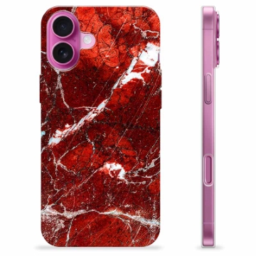 Coque iPhone 16 Plus en TPU - Marbre Rouge