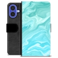 Étui Portefeuille Premium iPhone 16 - Marbre Bleu