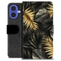 Étui Portefeuille Premium iPhone 16 - Feuilles Dorées