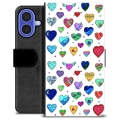 Étui Portefeuille Premium iPhone 16 - Cœurs