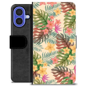 Étui Portefeuille Premium iPhone 16 - Fleurs Roses