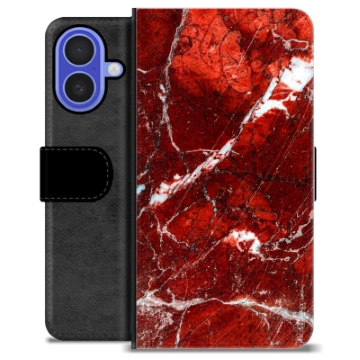 Étui Portefeuille Premium iPhone 16 - Marbre Rouge