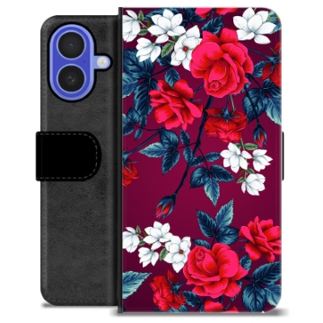 Étui Portefeuille Premium iPhone 16 - Fleurs Vintage