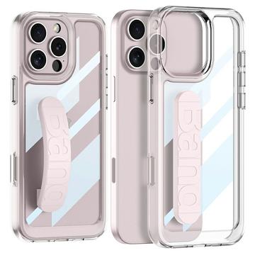 Coque transparente iPhone 16 Pro avec dragonne en silicone - Rose