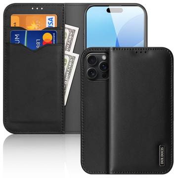 Etui Portefeuille iPhone 16 Pro en Cuir Dux Ducis Hivo - Noir