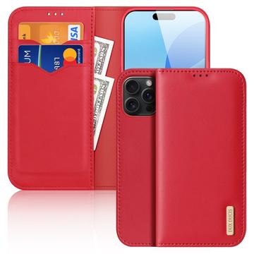 Etui Portefeuille iPhone 16 Pro en Cuir Dux Ducis Hivo - Rouge