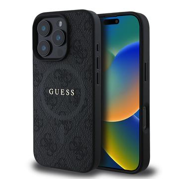 Étui à anneau coloré iPhone 16 Pro Guess 4G - Compatible MagSafe - Noir