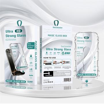 Protection d\'écran iPhone 16 Pro en verre trempé HD avec outil de dépoussiérage automatique - 9H