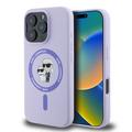 Coque MagSafe iPhone 16 Pro en silicone liquide Karl Lagerfeld Karl and Choupette - Violete