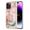 Coque iPhone 16 Pro en TPU Marble Pattern Galvanisé IMD - Rose