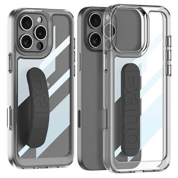 Coque transparente iPhone 16 Pro Max avec dragonne en silicone - Noire